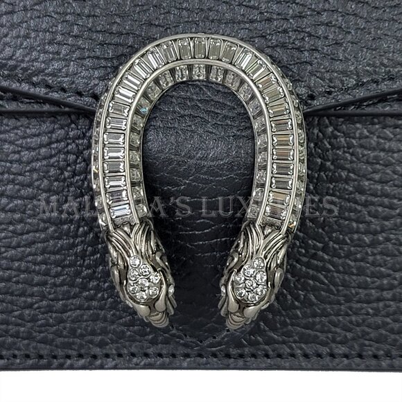 GUCCI BAG 752029 MINI DIONYSUS BLACK LEATHER w CRYSTAL TIGER TOTE - Picture 14 of 16